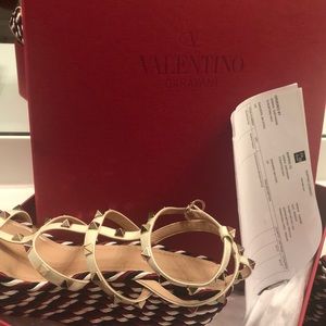 Red white and blue Valentino wedges